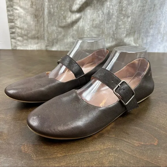 Nancy Bird Leather Mary Jane Flats Shoes Mary Jan Brown Size 40 Comfort