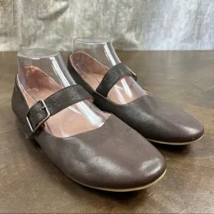 Nancy Bird Leather Mary Jane Flats Shoes Mary Jan Brown Size 40 Comfort