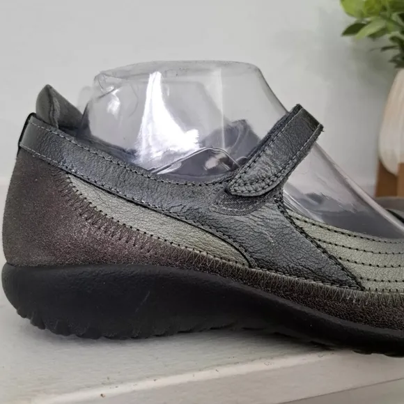 Naot Kirei Mary Jane Flats Leather Grey Pewter Comfort Shoes Boho Women's Sz 9