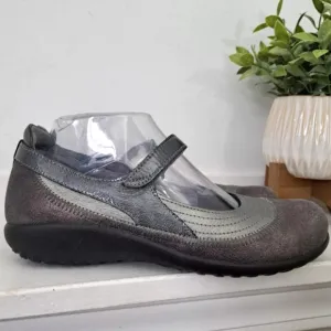 Naot Kirei Mary Jane Flats Leather Grey Pewter Comfort Shoes Boho Women's Sz 9
