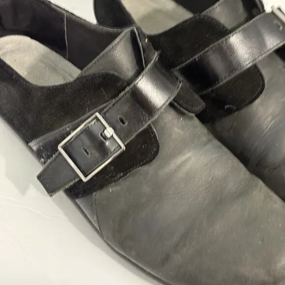 Naot Tane Loafer Shoes Sz 10 Black Leather Comfort Buckle Detail Work Dress Shoe