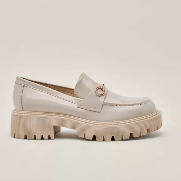 Nasty Gal Patent Leather Buckle Detail Loafers Womens Size 9.5 Chunky Bratz Shoe