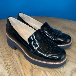 Naturalizer Darcy Lug Sole Penny Loafers Black Patent Chunky Platform Women’s 7