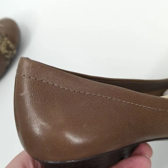 Naturalizer N5 Comfort Maude Brown Snakeskin Flats 6.5M Leather Upper