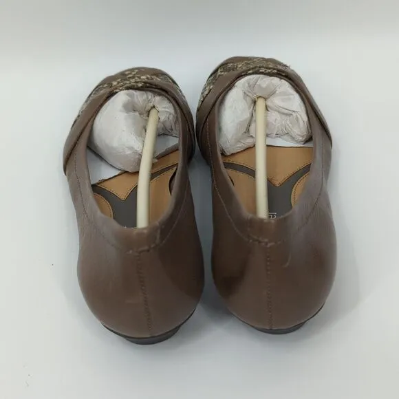Naturalizer N5 Comfort Maude Brown Snakeskin Flats 6.5M Leather Upper