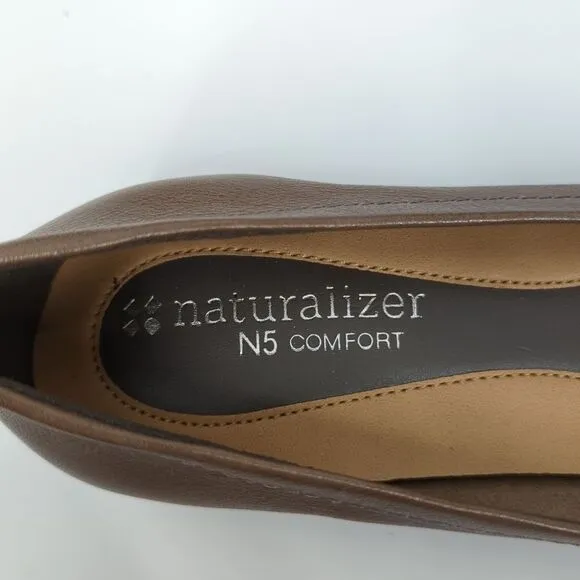 Naturalizer N5 Comfort Maude Brown Snakeskin Flats 6.5M Leather Upper