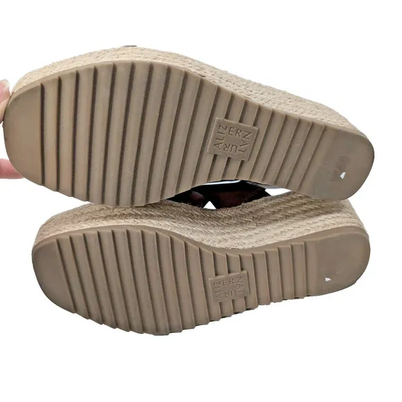 Naturalizer Oak Open Toe Slingback Espadrilles Wedge Sandals Sz 8.5 Brown