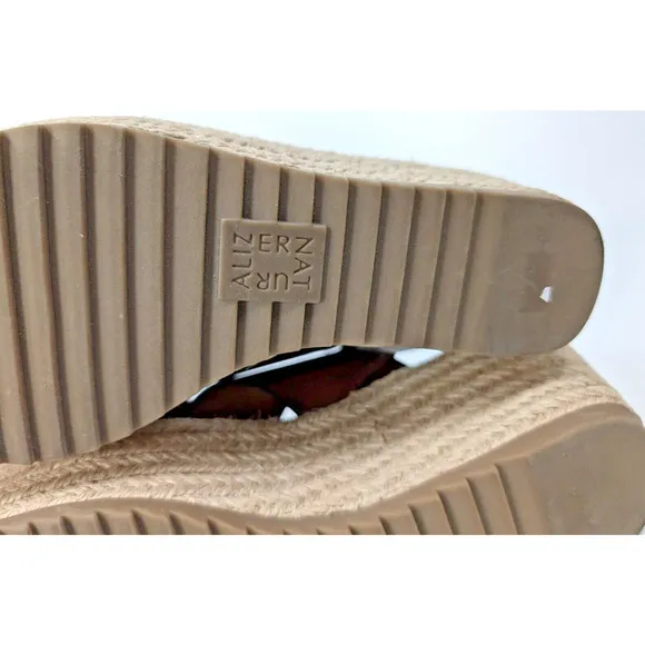 Naturalizer Oak Open Toe Slingback Espadrilles Wedge Sandals Sz 8.5 Brown