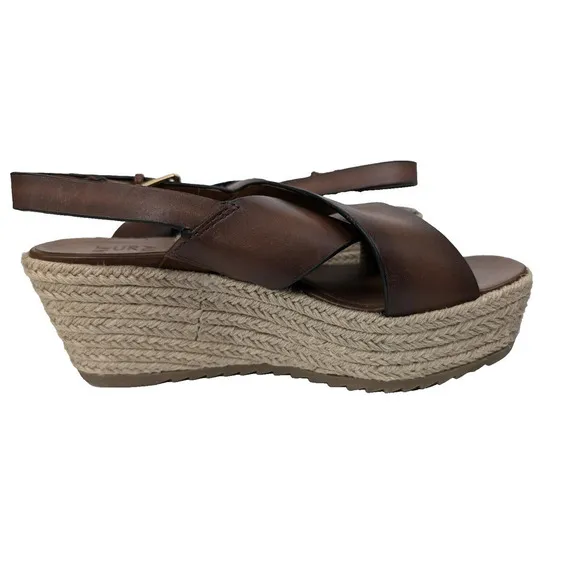 Naturalizer Oak Open Toe Slingback Espadrilles Wedge Sandals Sz 8.5 Brown
