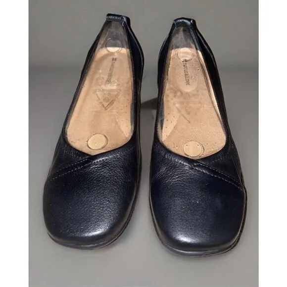 Naturalizer Womens 8.5WW Slim Creston Leather Loafers Ballet Flats Black New