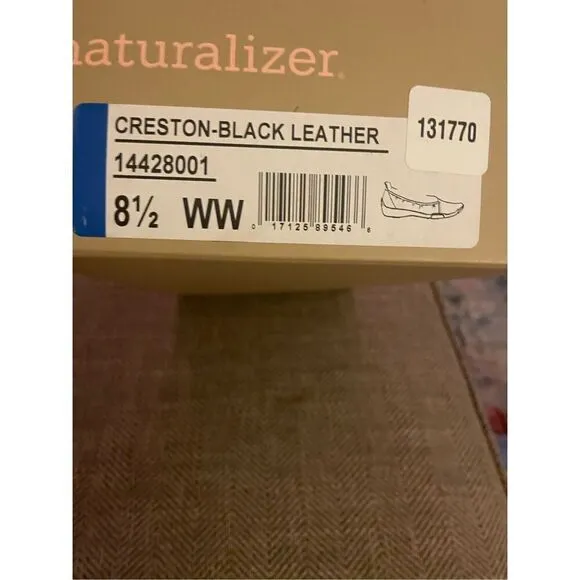 Naturalizer Womens 8.5WW Slim Creston Leather Loafers Ballet Flats Black New
