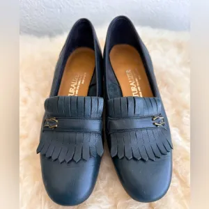 Naturalizer Womens Fern Leather Slip On Marino Flat Loafers.