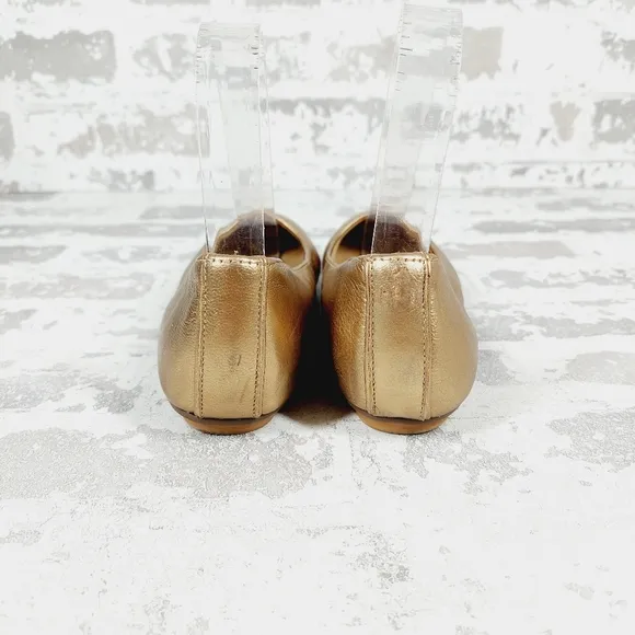 Naturalizer Womens Flexy Gold Leather Round Toe Ballet Flats E529