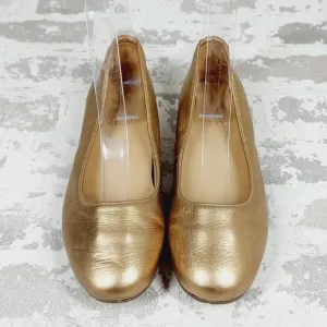 Naturalizer Womens Flexy Gold Leather Round Toe Ballet Flats E529