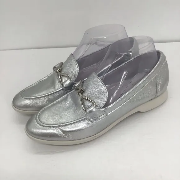 Naturalizer Women’s Ravenna Leather Slip-On  Loafers Silver NWOT Casual Size 7