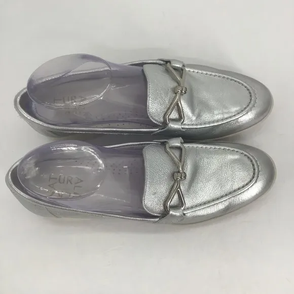 Naturalizer Women’s Ravenna Leather Slip-On  Loafers Silver NWOT Casual Size 7