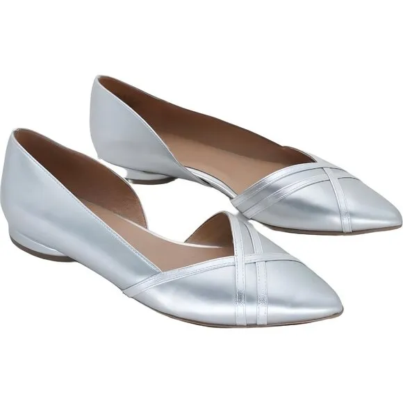 Naturalizer Women’s Silver Metallic Pointed Toe D'Orsay Flats 8.5 M