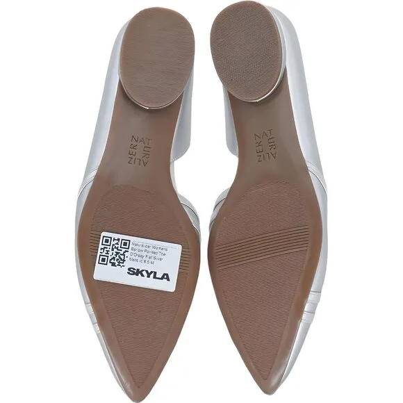 Naturalizer Women’s Silver Metallic Pointed Toe D'Orsay Flats 8.5 M