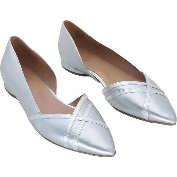 Naturalizer Women’s Silver Metallic Pointed Toe D'Orsay Flats 8.5 M