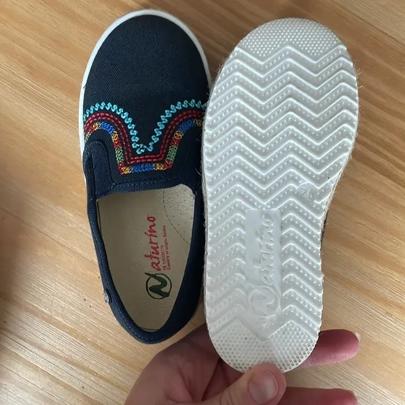 Naturino Kids Navy Blue Embroidered Slip On Sneakers