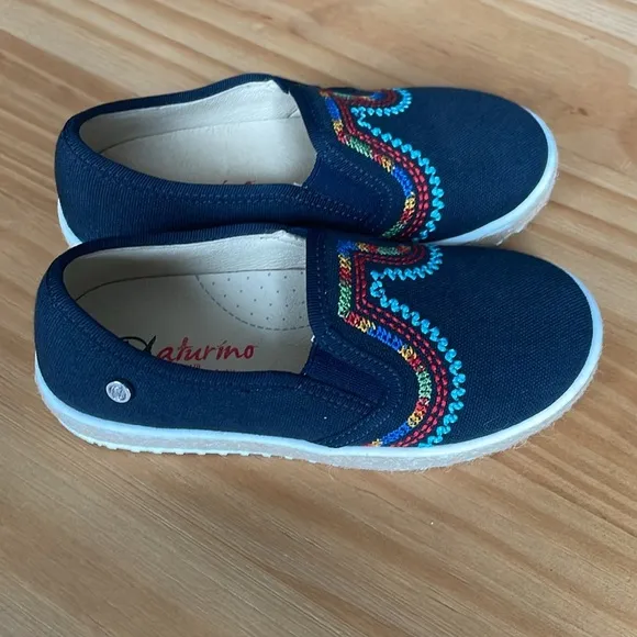 Naturino Kids Navy Blue Embroidered Slip On Sneakers