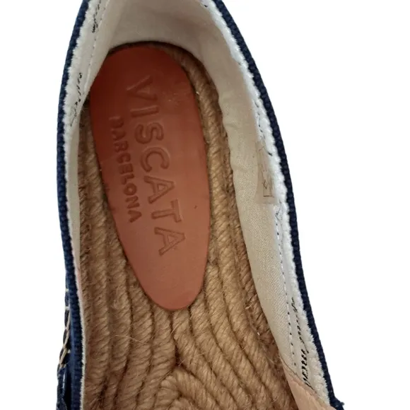 Navy Blue Barceloneta Canvas Espadrille Flats -size 10 (41)