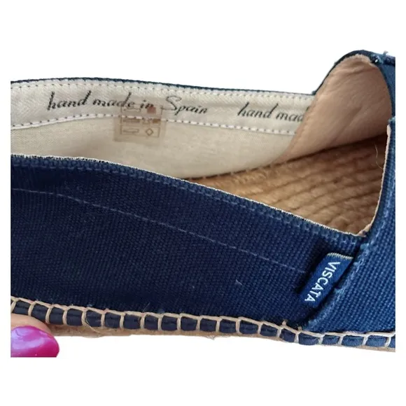 Navy Blue Barceloneta Canvas Espadrille Flats -size 10 (41)