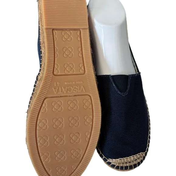 Navy Blue Barceloneta Canvas Espadrille Flats -size 10 (41)