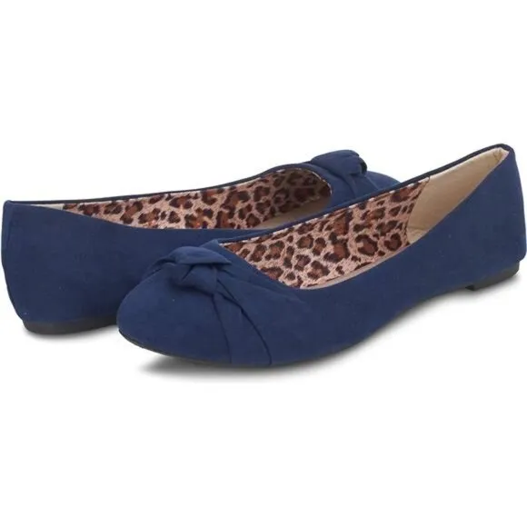 Navy Blue Knot Front Women's Ballet Flats | Comfortable Slip-On Shoes