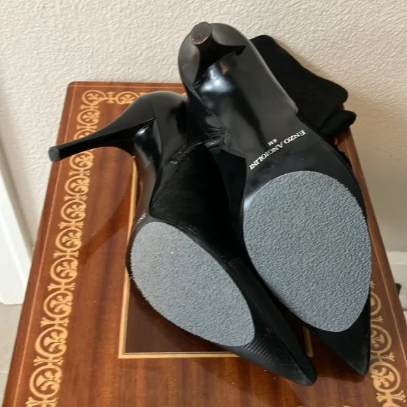 New 8 Enzo Angiolini Boots Black Leather Fur  Zip