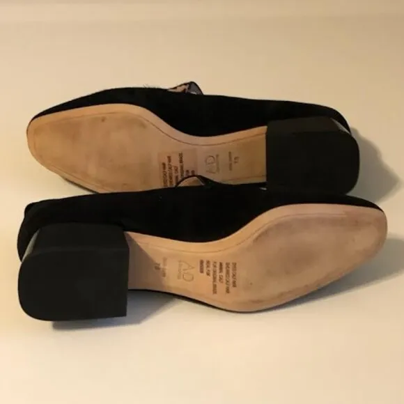 New AD &amp; Daughters x Anthropologie Greyan Loafer Black Calf Hair Palm Leaf 7.5