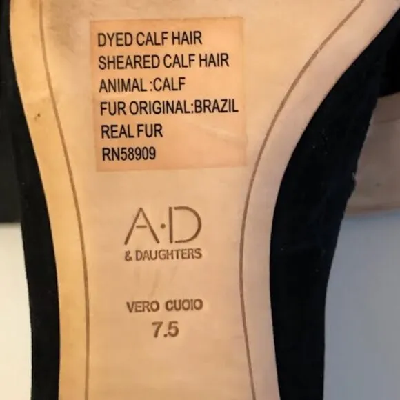 New AD &amp; Daughters x Anthropologie Greyan Loafer Black Calf Hair Palm Leaf 7.5