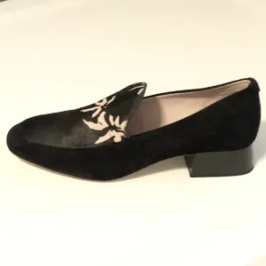 New AD &amp; Daughters x Anthropologie Greyan Loafer Black Calf Hair Palm Leaf 7.5