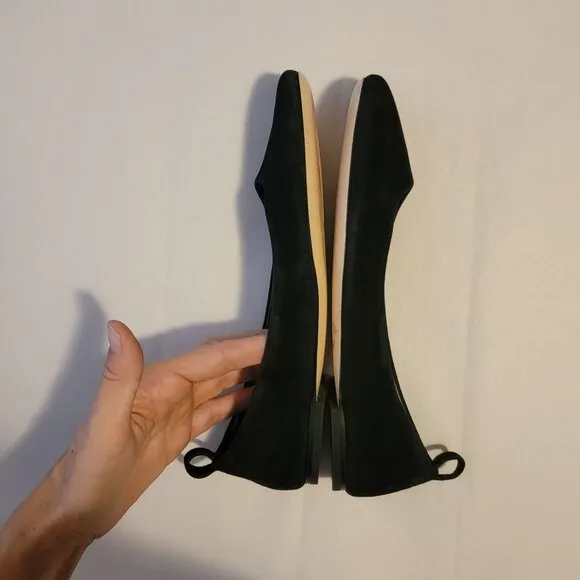 NEW AGL Ballet Flats Black Womens 7.5 Suede Minimalist Luxury Designer Basic