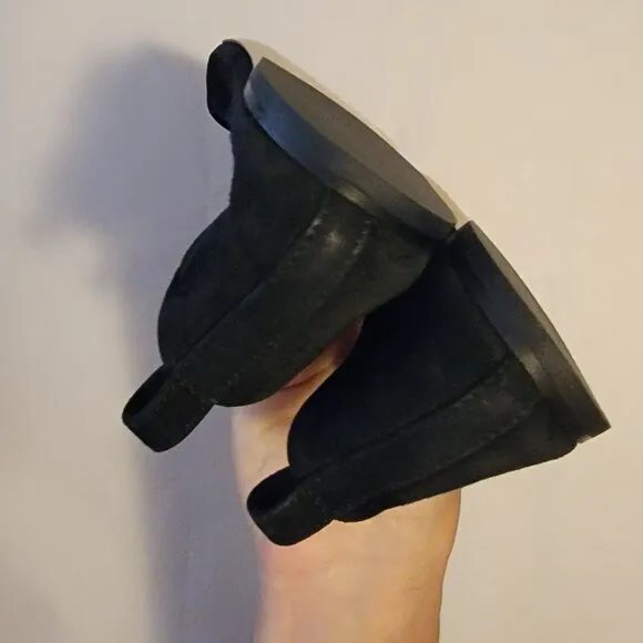 NEW AGL Ballet Flats Black Womens 7.5 Suede Minimalist Luxury Designer Basic