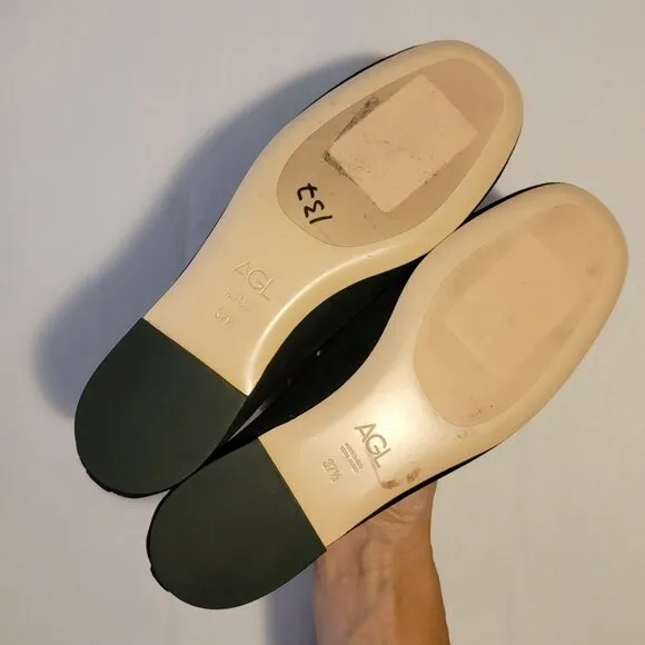 NEW AGL Ballet Flats Black Womens 7.5 Suede Minimalist Luxury Designer Basic