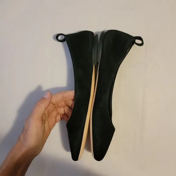 NEW AGL Ballet Flats Black Womens 7.5 Suede Minimalist Luxury Designer Basic