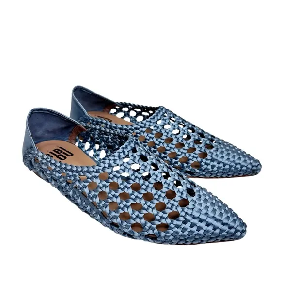 NEW Anthropologie Bibi Lou Woven Pointed Toe Flats Celeste Sky Blue SZ 37