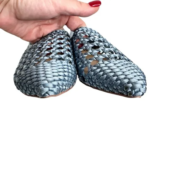 NEW Anthropologie Bibi Lou Woven Pointed Toe Flats Celeste Sky Blue SZ 37