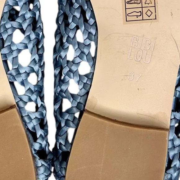 NEW Anthropologie Bibi Lou Woven Pointed Toe Flats Celeste Sky Blue SZ 37