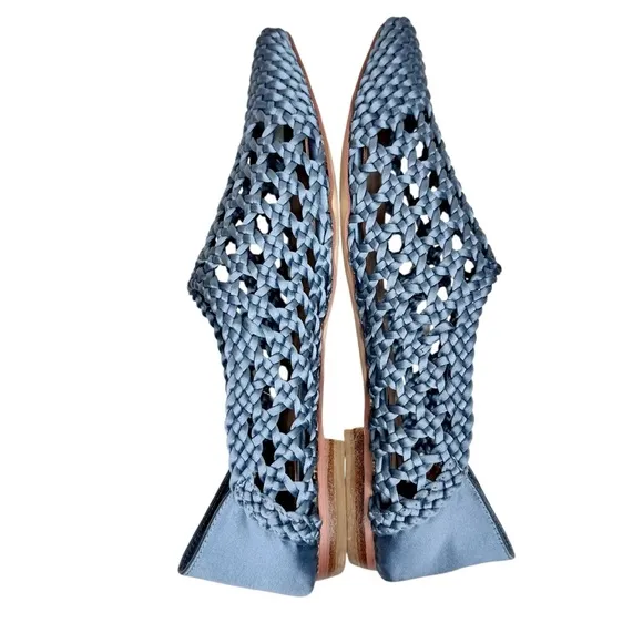 NEW Anthropologie Bibi Lou Woven Pointed Toe Flats Celeste Sky Blue SZ 37