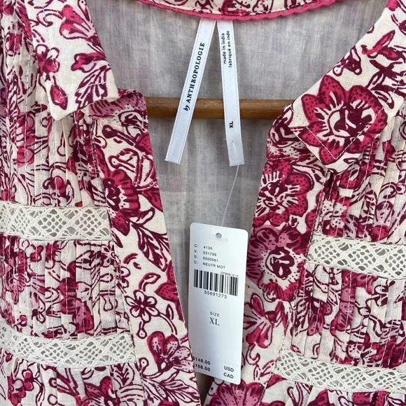 New! Anthropologie Georgina Tiered Shirtdress Women's Size XL