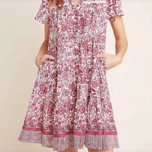 New! Anthropologie Georgina Tiered Shirtdress Women's Size XL