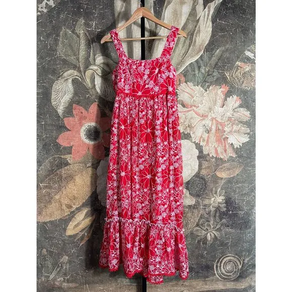New Anthropologie Sachin &amp; Babi Embroidered Floral Maxi Dress Size 4