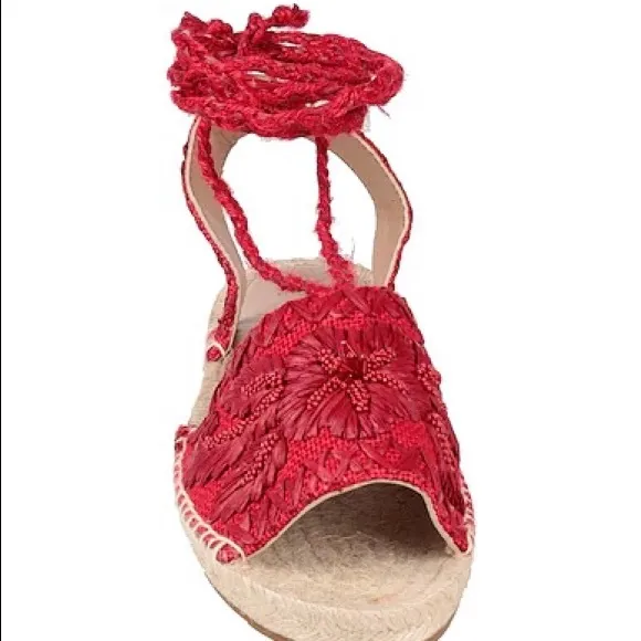 NEW Antik Batik Tori designed in Paris beautiful raffia red jute espadri…