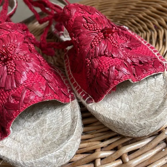 NEW Antik Batik Tori designed in Paris beautiful raffia red jute espadri…