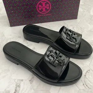 New, Authentic Tory Burch Black Jelly Slides Slippers Flip Flops Eleanor 9 or 10