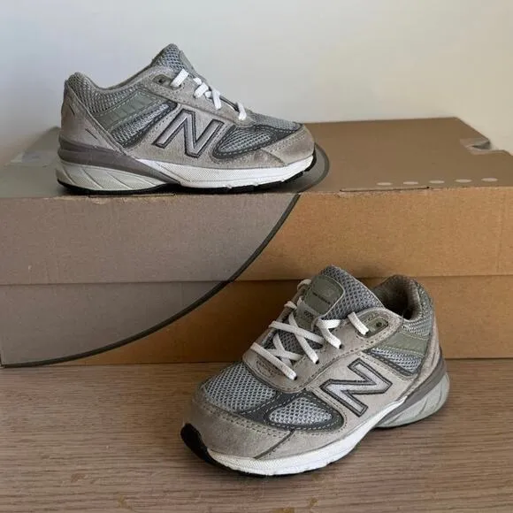 New Balance 990 V5 Grey/White Toddler Sneakers - SZ 6 C