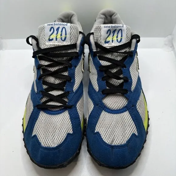 New Balance Sneakers 210 Mens Size 9.5 Gray Blue Yellow Suede Mesh Activewear