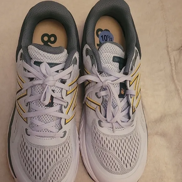 New Balance White and Yellow Sneakers Breathable Mesh Design